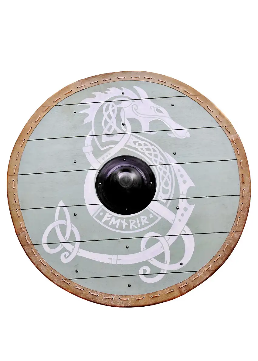Wikingerschild 'Fenrir' mit Rohaut-Umrandung, 80 cm
