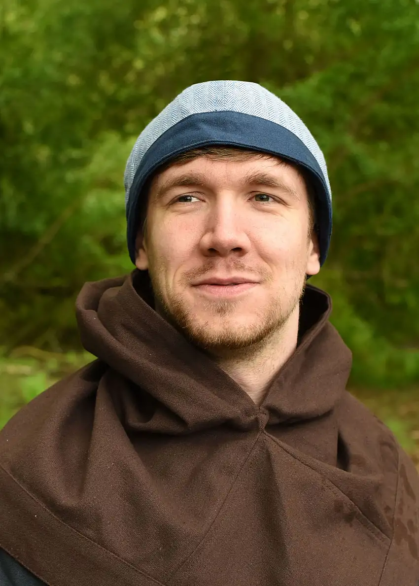 Birka Kappe mit Fischgrätmuster, blau, Gr. XL
