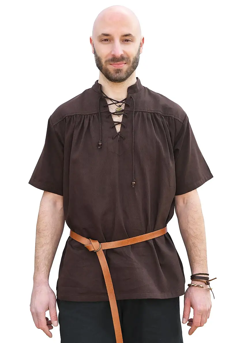 Mittelalter-Hemd, kurzarm, braun, Gr. XXL