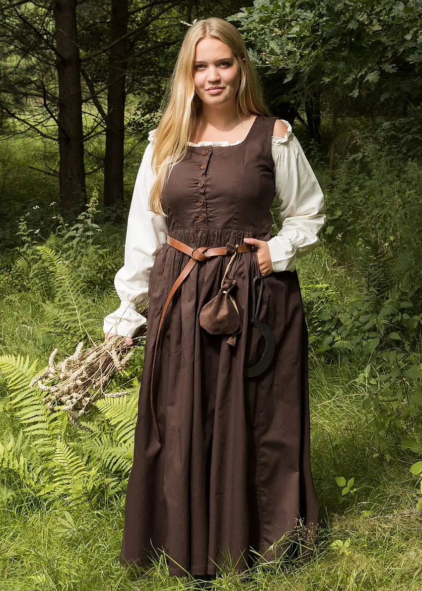 Ärmelloses Mittelalterkleid, Trägerkleid Lene, braun, Gr. L