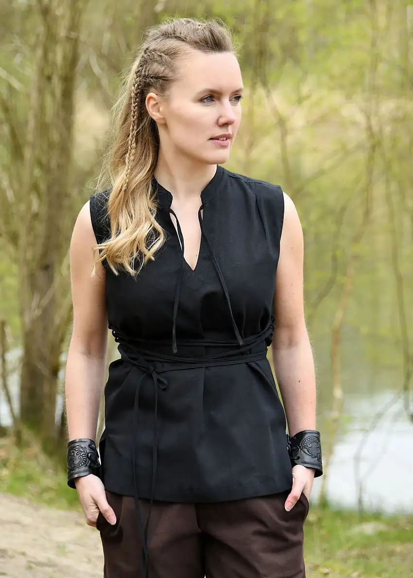 Ärmellose Mittelalter-Bluse Levke, schwarz, Gr. S
