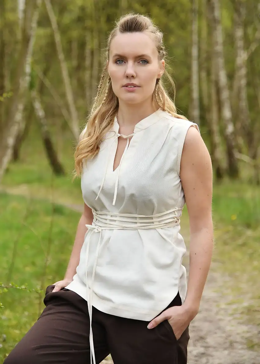 Ärmellose Mittelalter-Bluse Levke, natur, Gr. XL