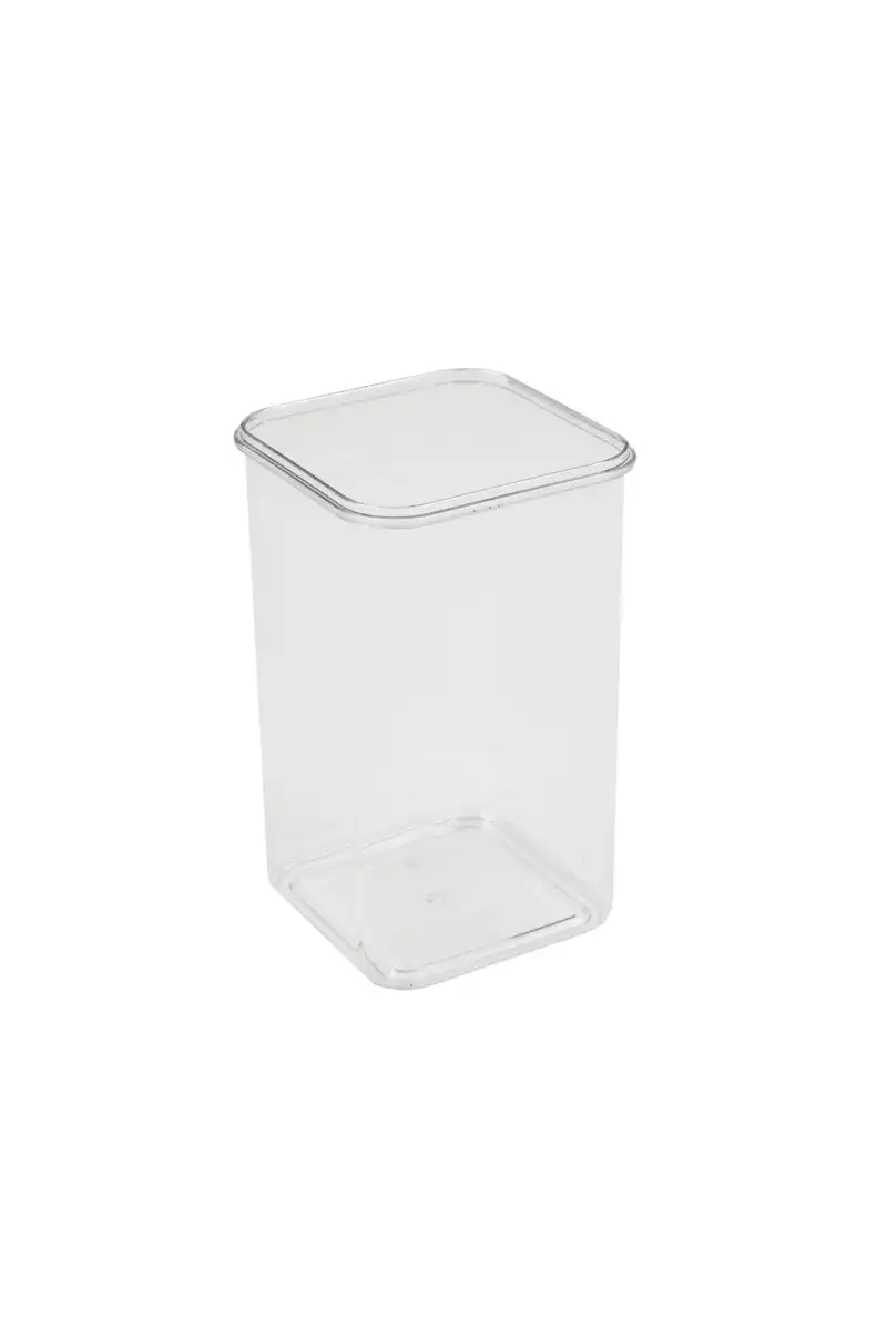 Vorrats-, Gewürzdose rechteckig inkl. Deckel, PS transparent, 170 x 170 x 300 mm/ 1,45 ltr.