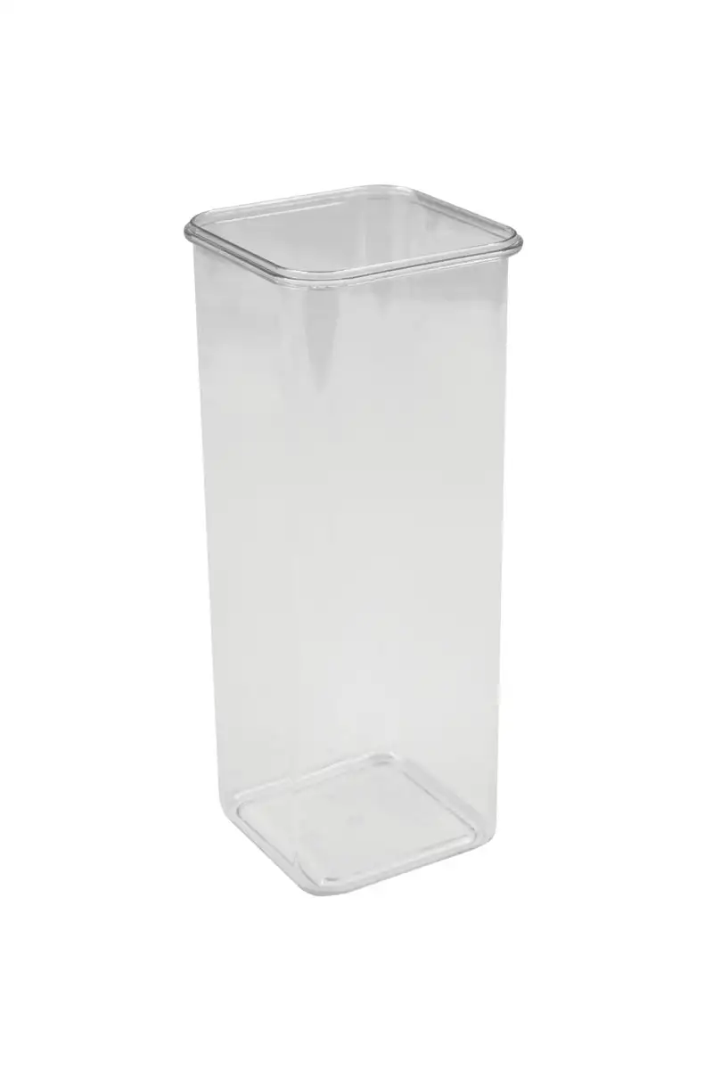 Vorrats-, Gewürzdose rechteckig inkl. Deckel, PS transparent, 170 x 170 x 380 mm/ 2 ltr.