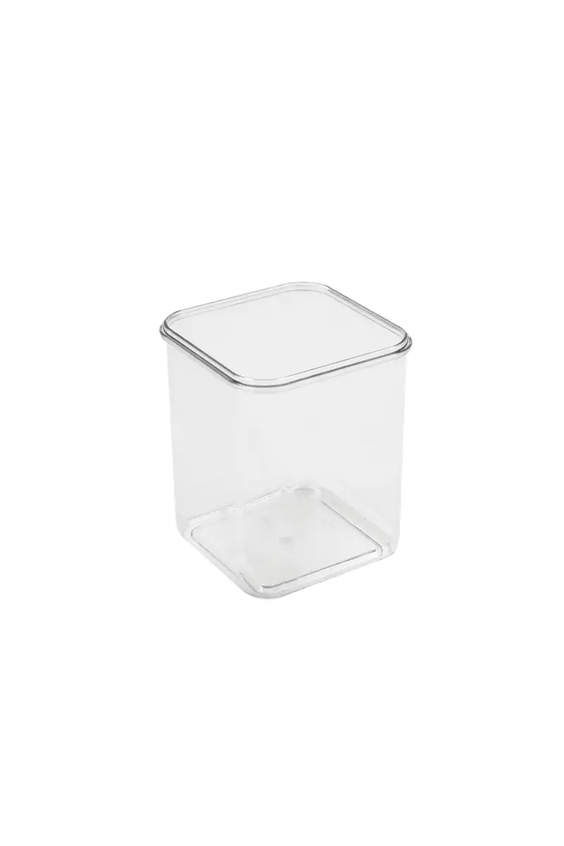 Vorrats-, Gewürzdose rechteckig inkl. Deckel, PS transparent, 170 x 170 x 250 mm/ 1 ltr.