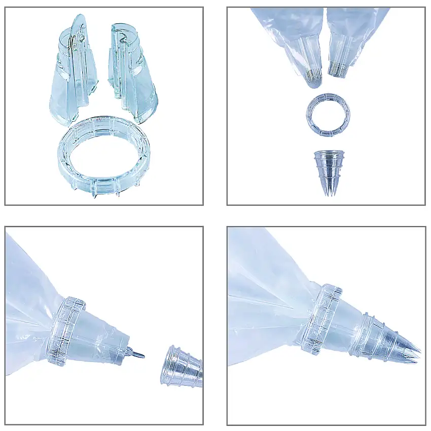Tüllen-Adapter doppelt, PC transparent, 3- teilig, H: 63 mm, D: 48 mm