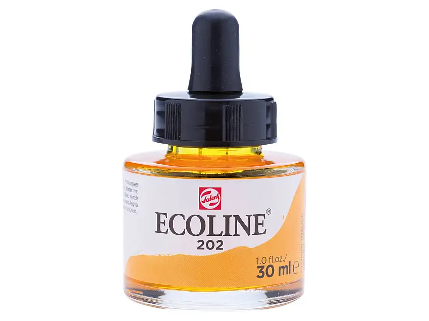 Royal Talens flüssige Wasserfarbe Ecoline Glasflasche, 30 ml, Dunkelgelb (202)