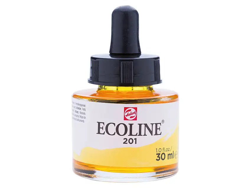 Royal Talens flüssige Wasserfarbe Ecoline Glasflasche, 30 ml, Hellgelb (201)