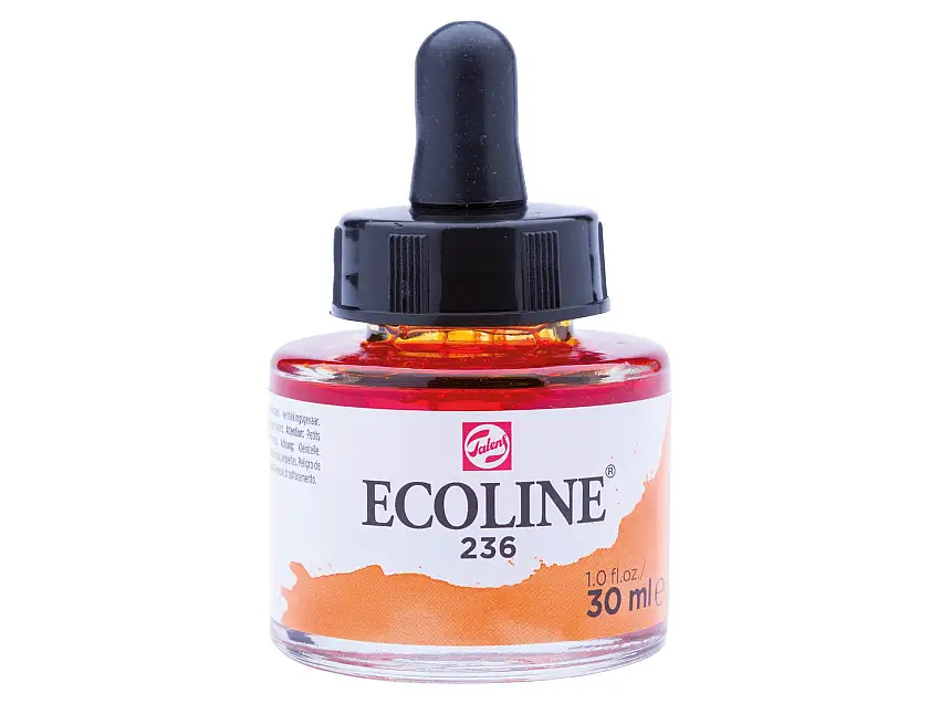 Royal Talens flüssige Wasserfarbe Ecoline Glasflasche, 30 ml, Hellorange (236)
