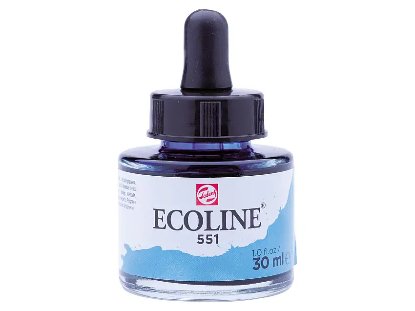 Royal Talens flüssige Wasserfarbe Ecoline Glasflasche, 30 ml, Himmelblau hell (551)