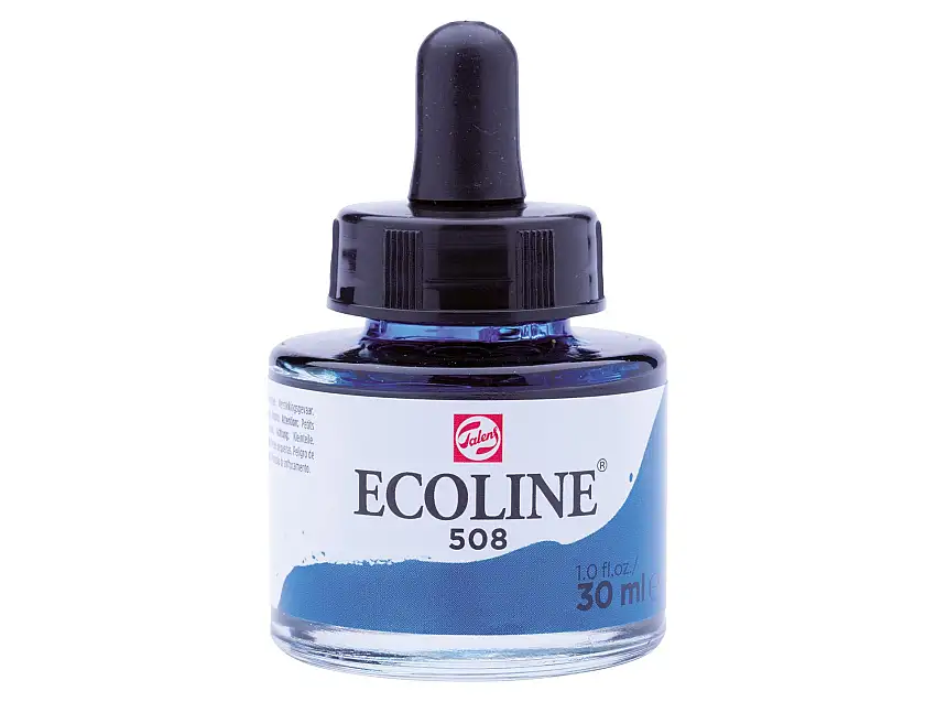 Royal Talens flüssige Wasserfarbe Ecoline Glasflasche, 30 ml, Preußischblau (508)