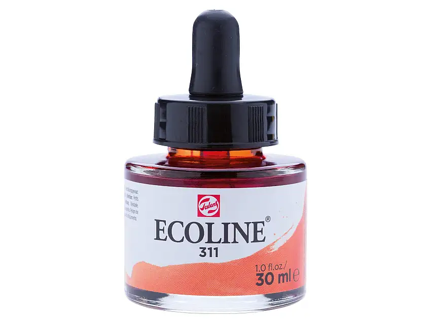 Royal Talens flüssige Wasserfarbe Ecoline Glasflasche, 30 ml, Zinnober (311)