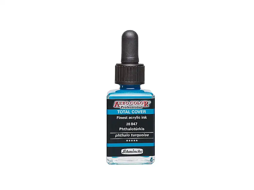 Schmincke Acryltusche Aero Color Professional 28 ml, Total cover, Phthalotürkis (847)