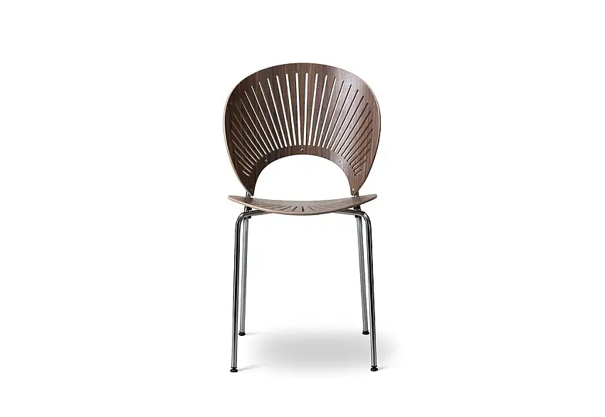 Fredericia Furniture 3398 Trinidad Stuhl SH: 45,5 cm – Walnuss/Chrom