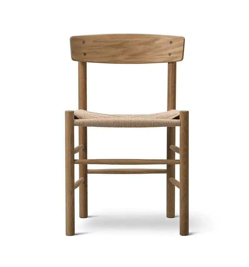 Fredericia Furniture 3239 J39 Mogensen Esszimmerstuhl SH: 46,5 cm – geölte Eiche/natürliches Korbgeflecht