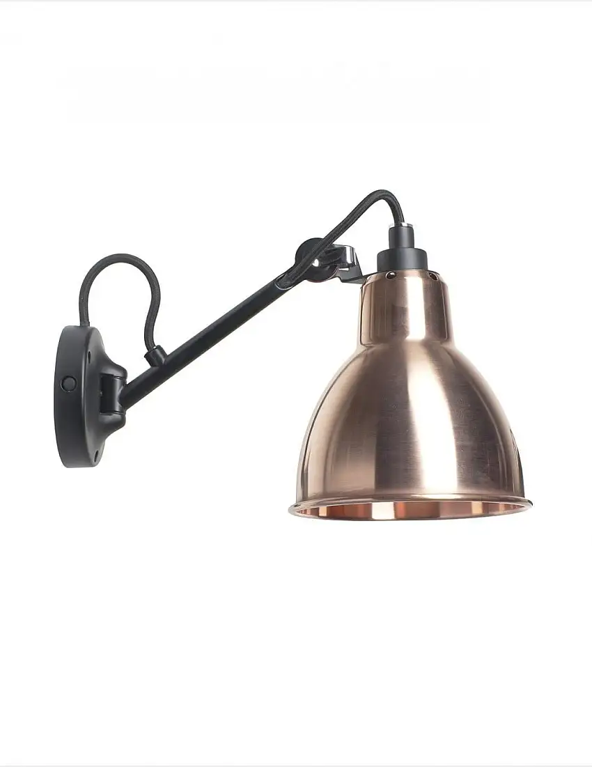 DCW Editions Lampe Gras N104 Wandleuchte L: 17 cm - Schwarz/Rohes Kupfer
