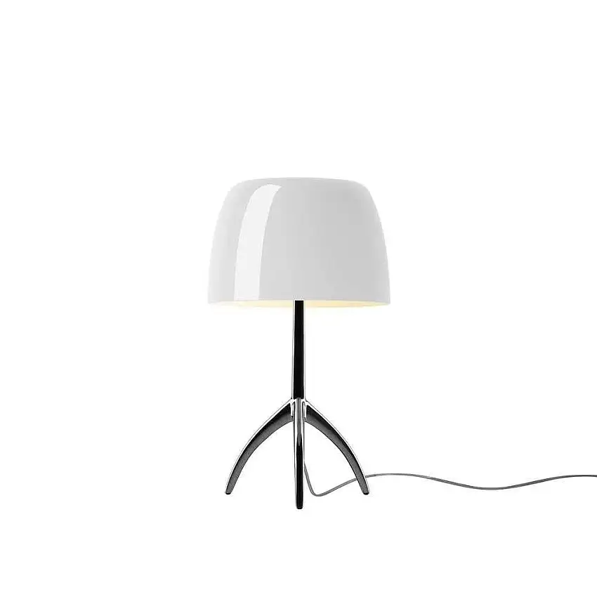 Foscarini Lumiere Kleine Tischlampe H: 34,5 cm - Chrom Schwarz/Weiß