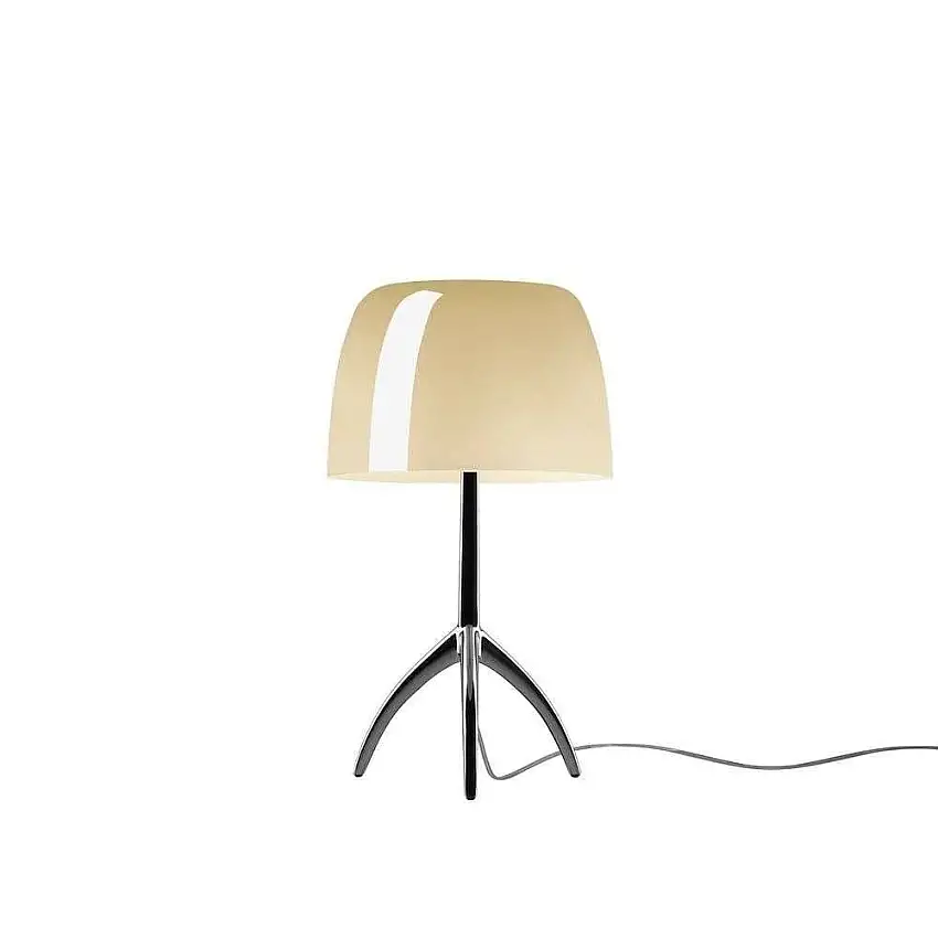 Foscarini Lumiere Kleine Tischlampe H: 34,5 cm - Schwarz Chrom/Warmweiß