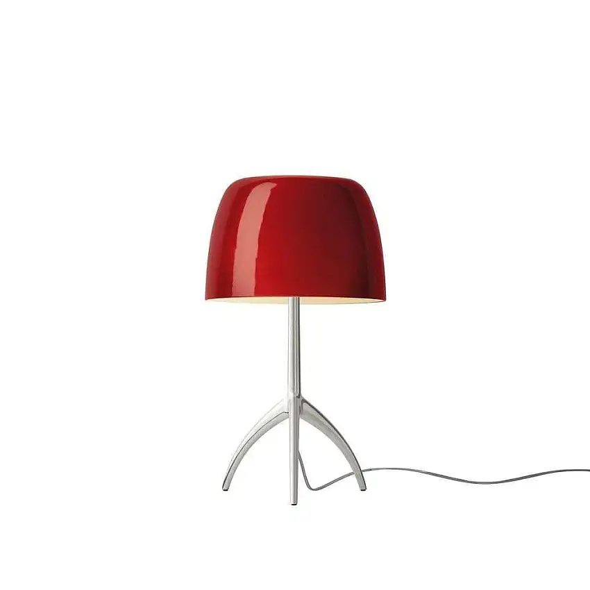 Foscarini Lumiere Piccola mit Dimmer Tischlampe H: 34,5 cm - Aluminium/Kirsche
