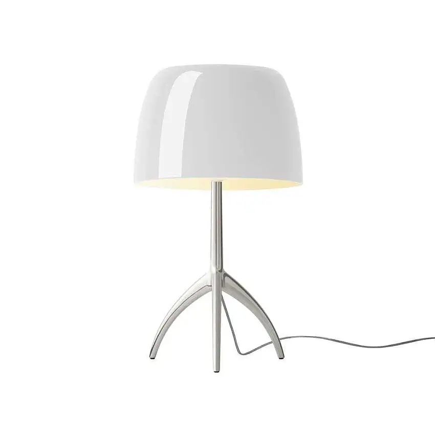 Foscarini Lumiere Grande Tischlampe H: 45 cm - Aluminium/Weiß