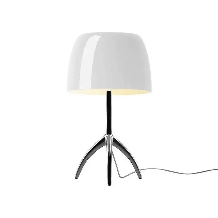 Foscarini Lumiere Grande Tischlampe H: 45 cm - Chrom Schwarz/Weiß