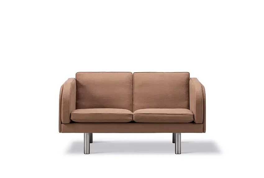 Fredericia Furniture JG Sofa 2 Personen L: 142 cm – Edelstahl – Gebürstet / Grand Linen 4803
