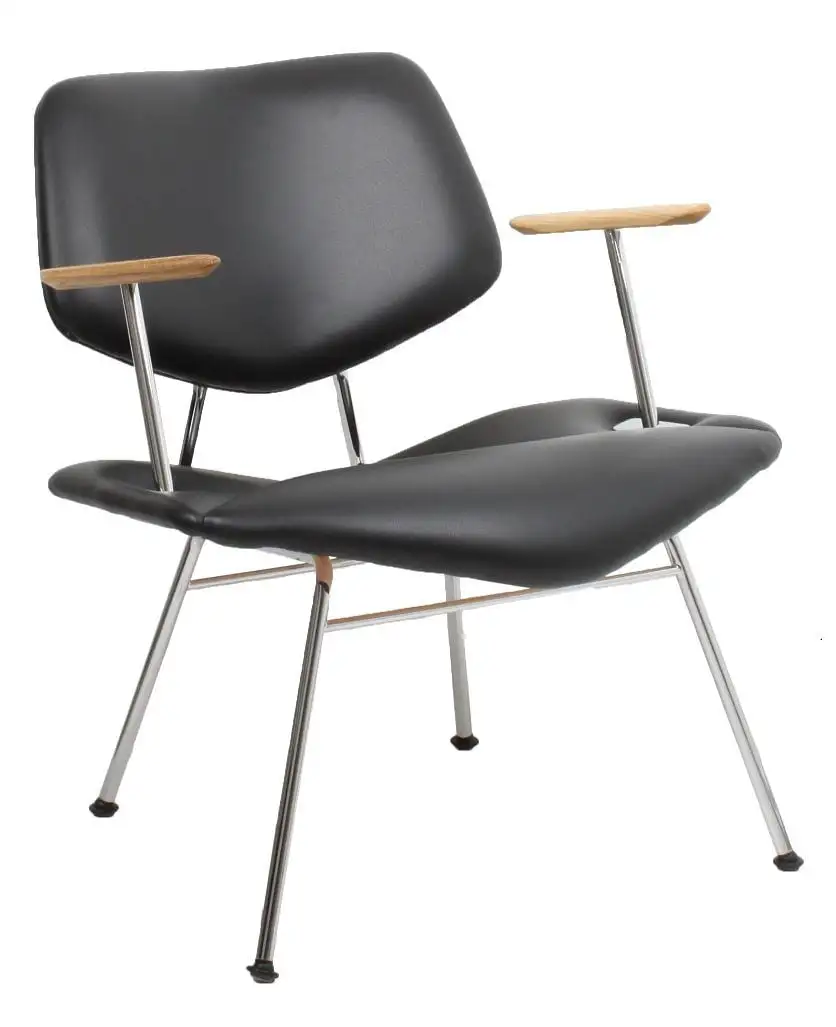 Vermund Larsen VL135 Cozy Lounge Sessel mit Armlehnen SH: 40 cm – Sierra Schwarz/Chrom