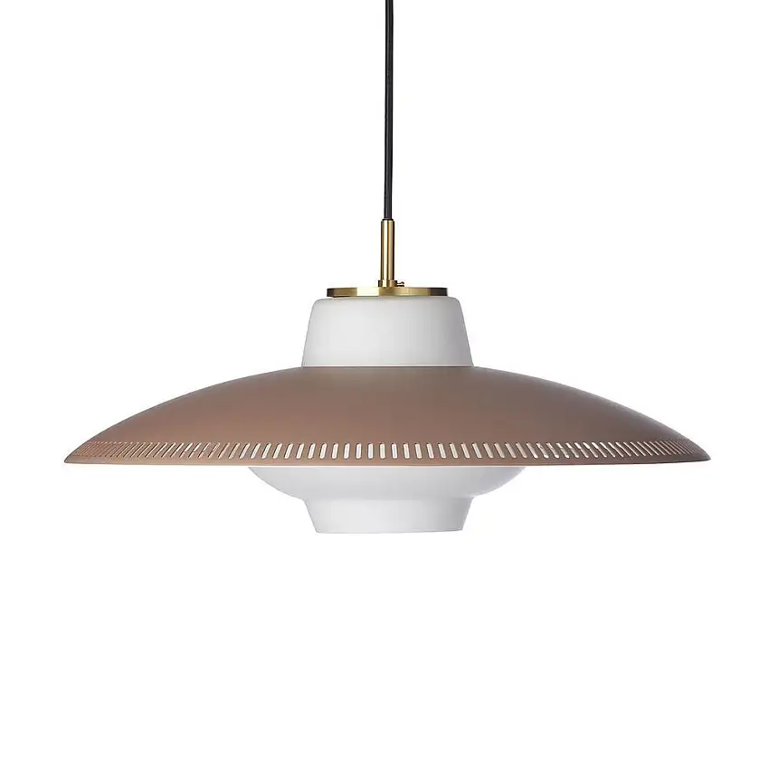 Warmer nordischer Opalschirm Pendel Ø: 43 cm – Helles Haselnussbraun