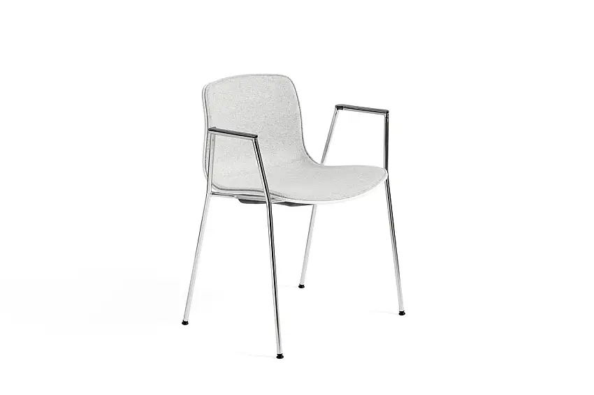 HAY AAC 18 About A Chair Vorderpolsterung SH: 46 cm – Verchromter Stahl/Weiß/Divina Melange 120