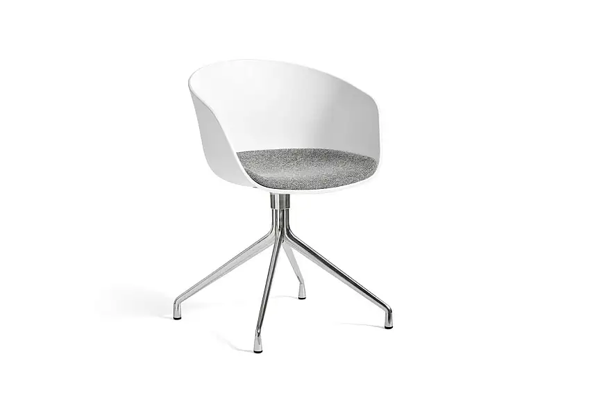 HAY AAC 20 About A Chair m. Festes Sitzkissen SH: 46 cm – Poliertes Aluminium/Weiß/Hallingdal 126