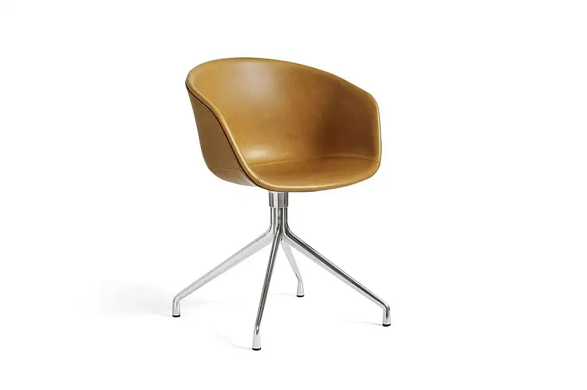 HAY AAC 21 About A Chair SH: 46 cm – Poliertes Aluminium/Sense Cognac