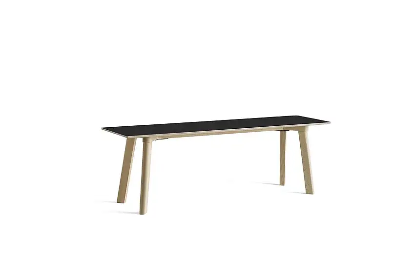 HAY CPH Deux 215 Bench 140 x 35 x 45 cm – unbehandeltes massives Buchenholz/Tintenschwarzes Laminat