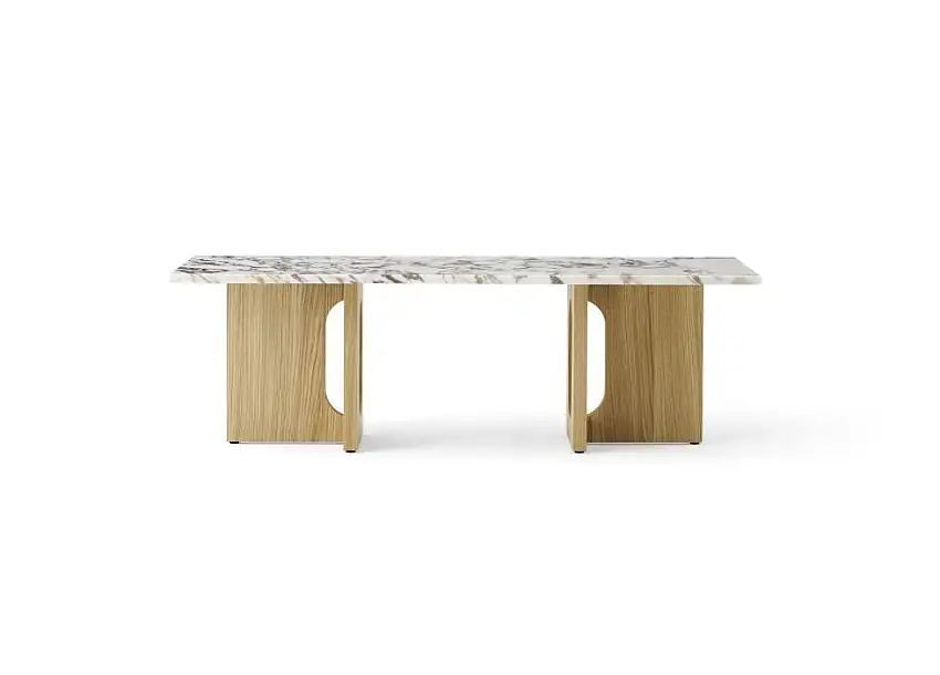 Audo Copenhagen Androgyne Loungetisch 120x45 cm – Eiche Natur / Calacatta Viola