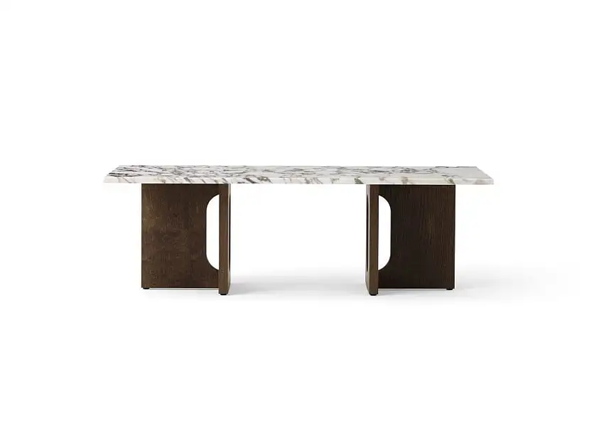 Audo Copenhagen Androgynous Loungetisch 120x45 cm - Dunkel gebeizte Eiche / Calacatta Viola
