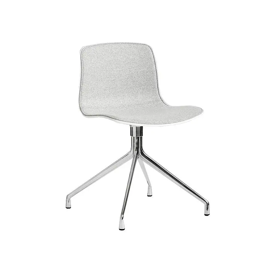 HAY AAC 10 About A Chair Vorderpolsterung SH: 46 cm – Poliertes Aluminium/Weiß/Divina 120