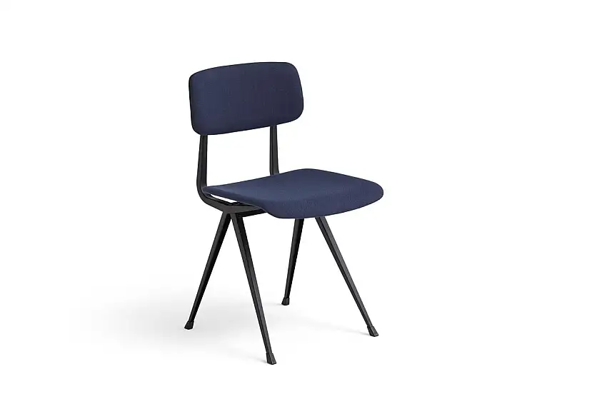 HAY Result Chair Vollpolsterung SH: 46 cm – Schwarz pulverbeschichteter Stahl/Steelcut Trio 796