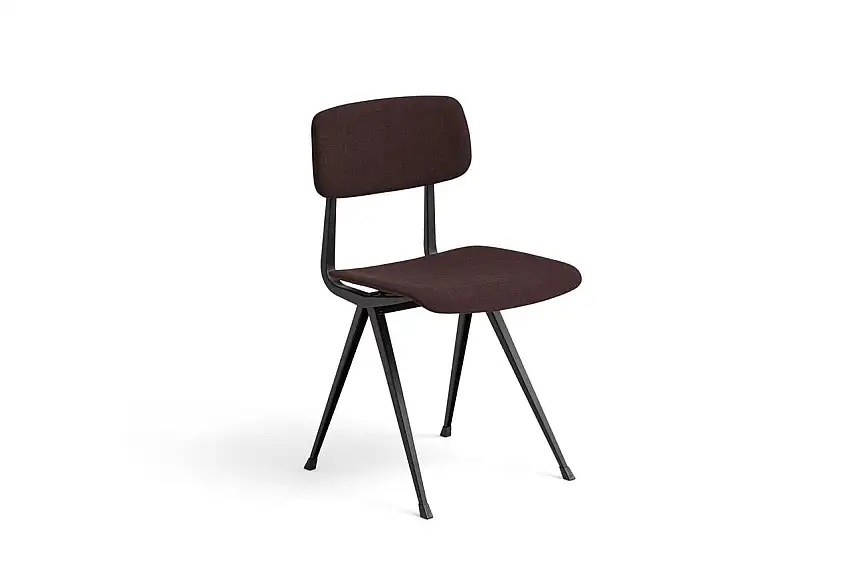 HAY Result Chair Vollpolsterung SH: 46 cm - Schwarz pulverbeschichteter Stahl/Remix 373