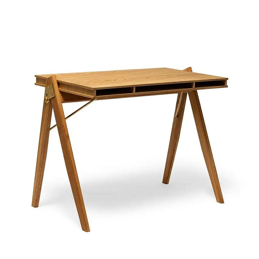 We Do Wood Field Schreibtisch 95 x 55 cm – Eiche/Messing