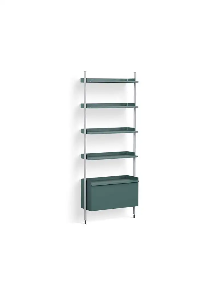 HAY Pier System 121 1 Säule 82 x 209 cm – PS-blauer Stahl/klar eloxierte Profile