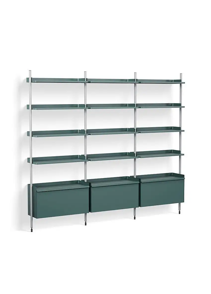 HAY Pier System 123 3 Säulen 242 x 209 cm – PS-blauer Stahl/klar eloxierte Profile