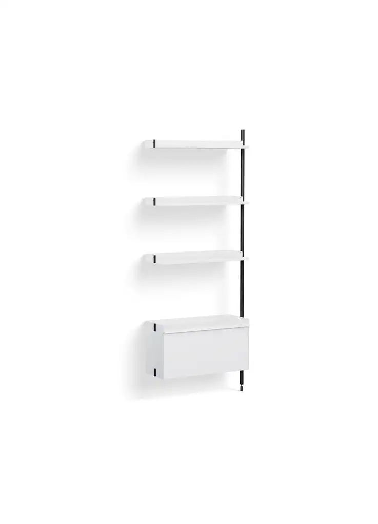 HAY Pier System 130 Add-On 80x209 cm - PS Weißer Stahl/Schwarz eloxierte Profile