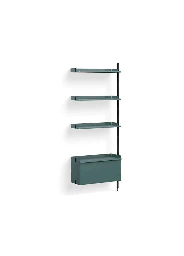HAY Pier System 130 Add-On 80x209 cm - PS Blue Steel/Schwarz eloxierte Profile