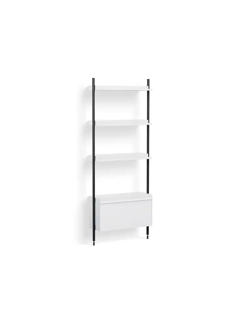 HAY Pier System 131 1 Säule 82x209 cm - PS-weißer Stahl/schwarz eloxierte Profile