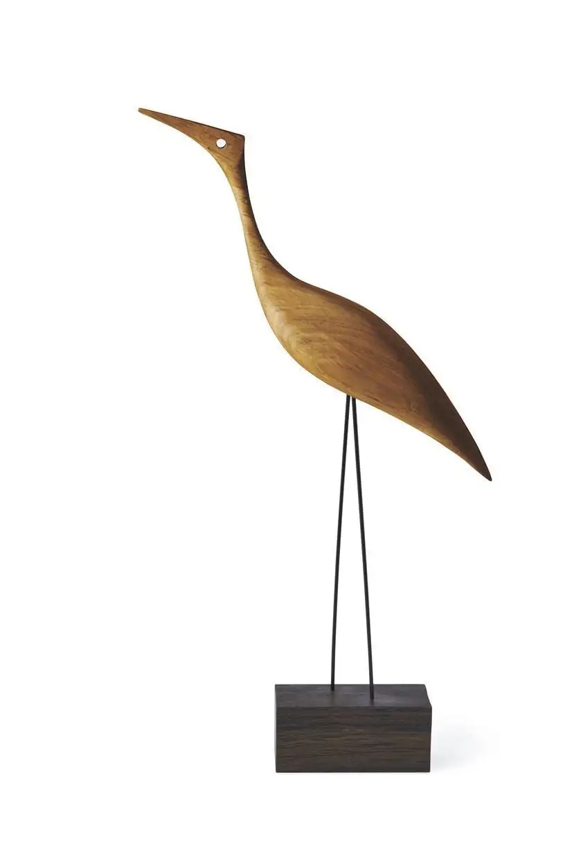 Warmer nordischer Schnabelvogel Großer Reiher 19 x 36 cm – geölte Eiche