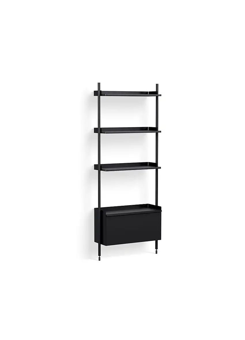 HAY Pier System 131 1 Säule 82x209 cm - PS Schwarzer Stahl/Schwarz eloxierte Profile