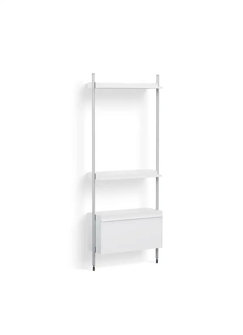 HAY Pier System 141 1 Säule 82 x 209 cm – PS-weißer Stahl/klar eloxierte Profile