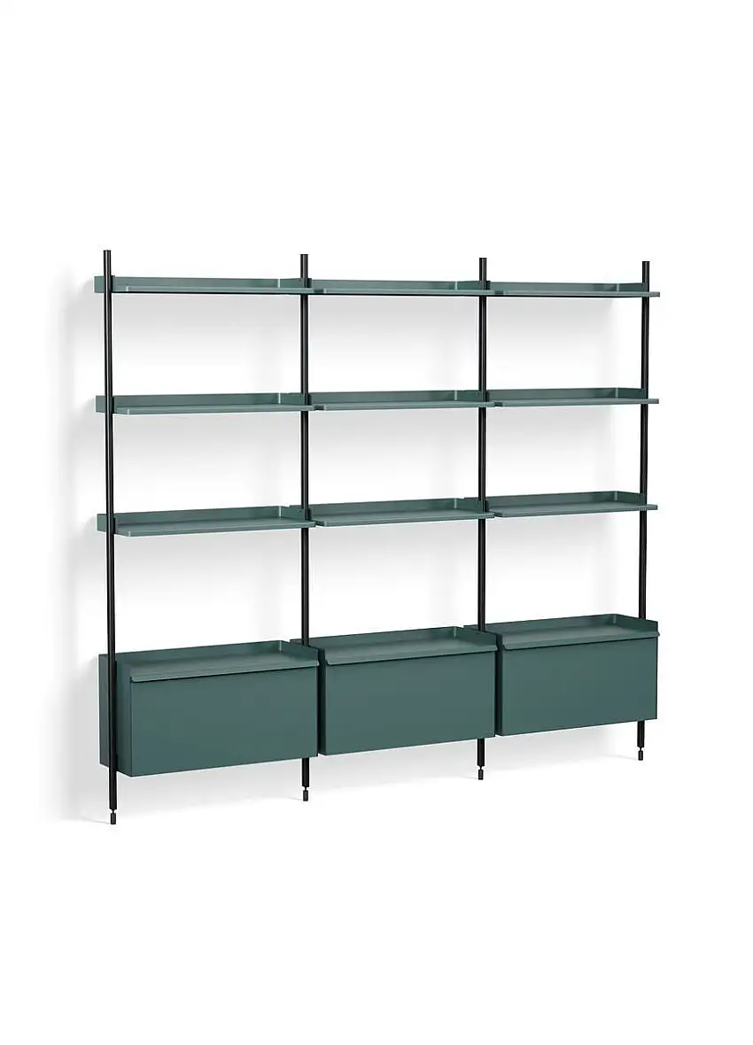 HAY Pier System 133 3 Säulen 242 x 209 cm – PS-blauer Stahl/schwarz eloxierte Profile