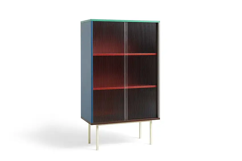 HAY Color Schrank hoch m. Glastüren 75x39x130 cm - Multi