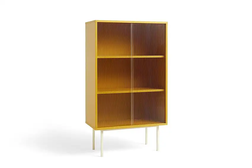 HAY Color Schrank hoch m. Glastüren 75x39x130 cm - Gelb