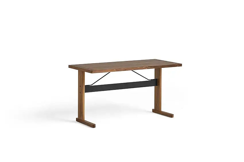 HAY Passerelle Schreibtisch 140x65x74 cm – Walnuss/Tintenschwarze Querstange